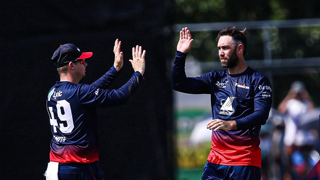 Photo: X/ @WSHFreedom : Washington Freedom skipper Steve Smith and all-rounder Glenn Maxwell during a match in MLC 2024.
